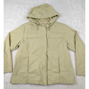 LL Bean Rain Full Zip Jacket Women's S Yellow Waterproof Hooded Coat OKW76
